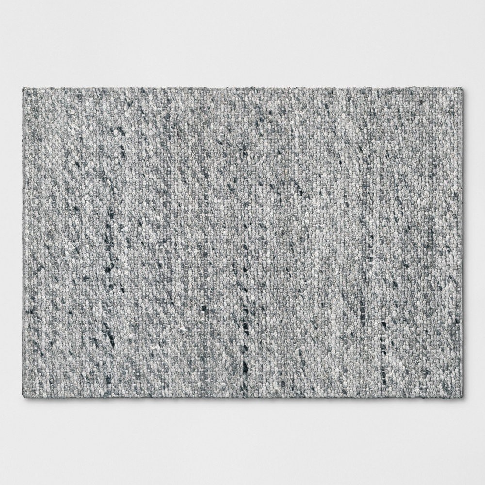  Chunky Knit Wool Woven Rug Gray