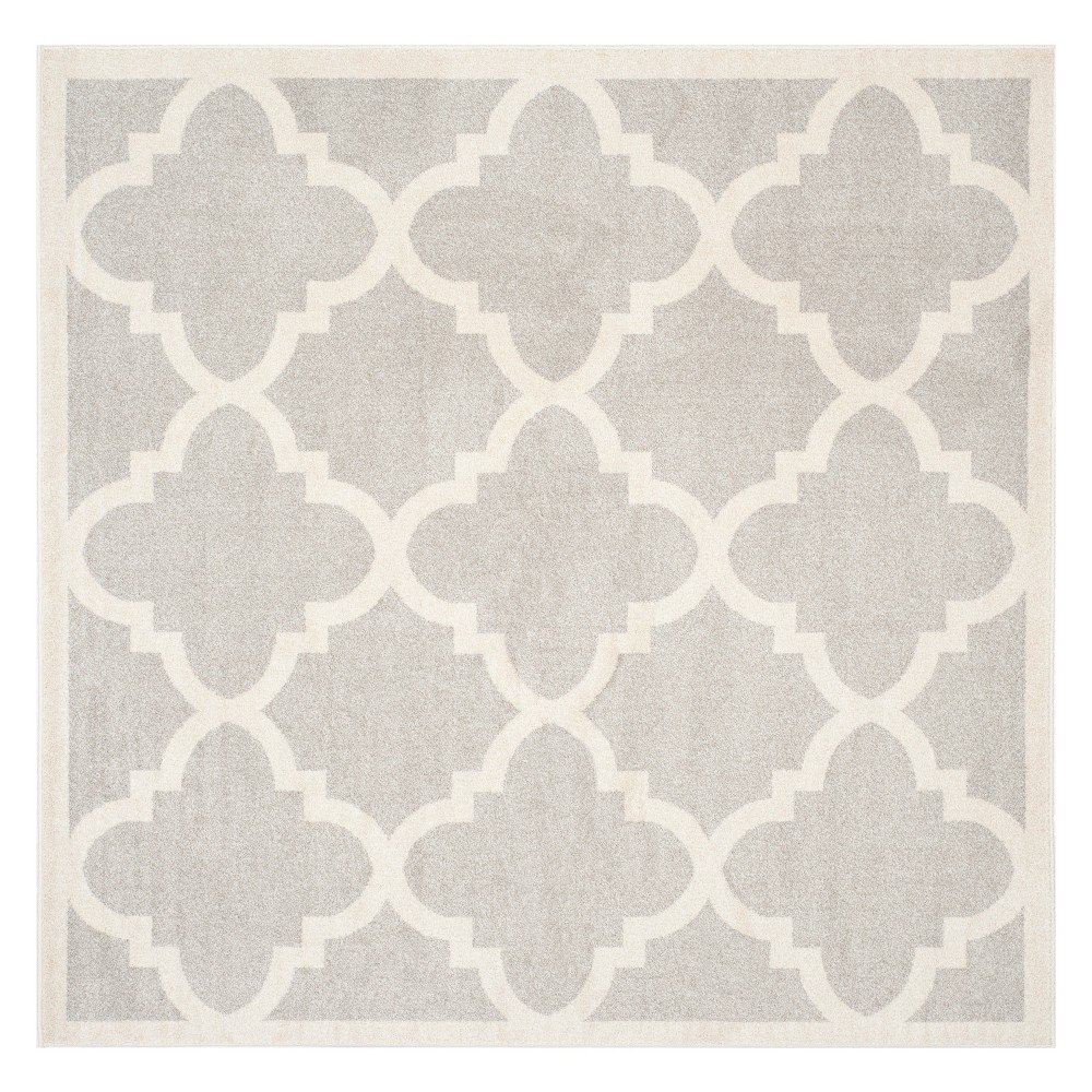5'X5' Square Amherst Geometric Outdoor Rug Light Gray/Beige - Safavieh