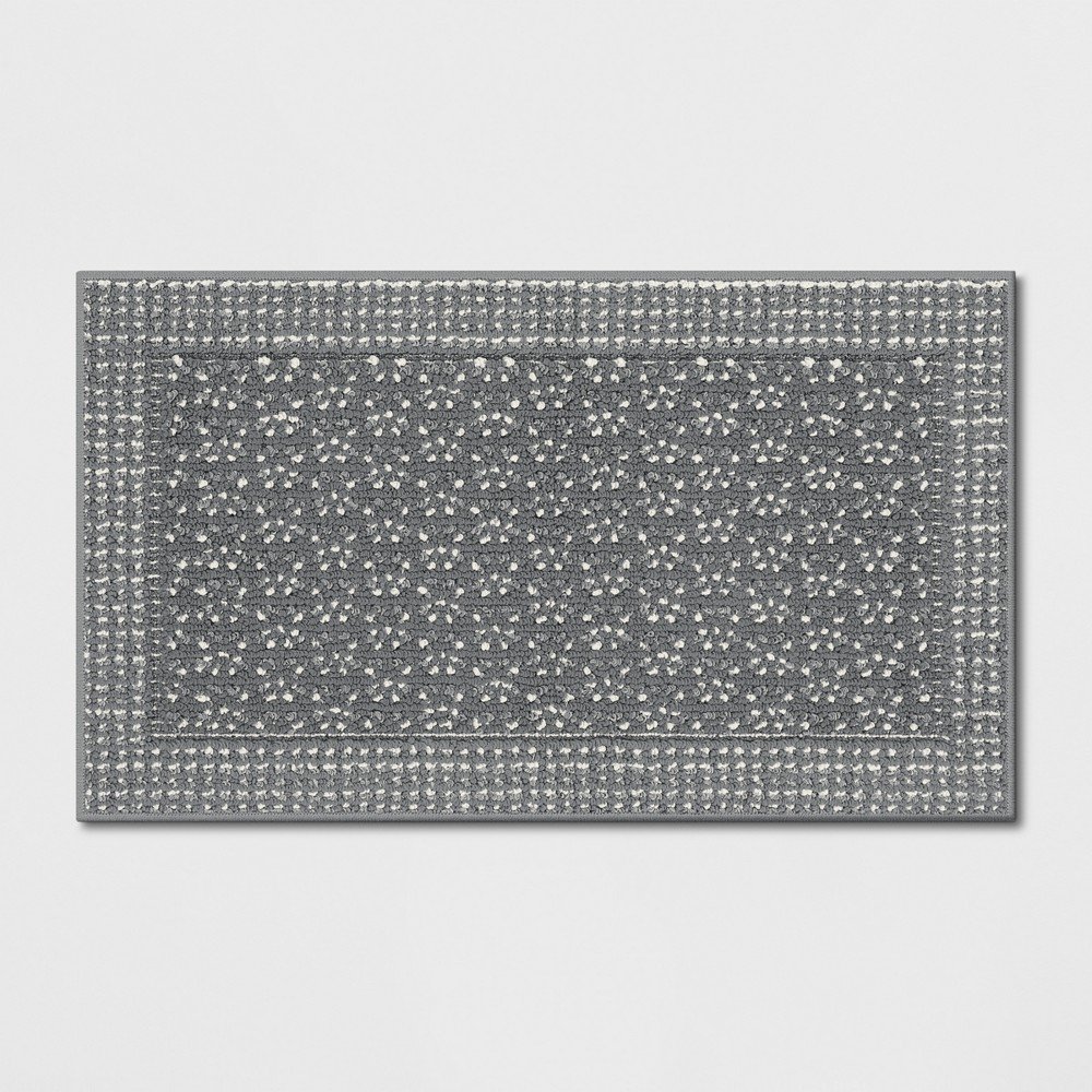 1'8inx2'10in Washable Geometric Border Tufted Accent Rug Radiant Gray - Threshold