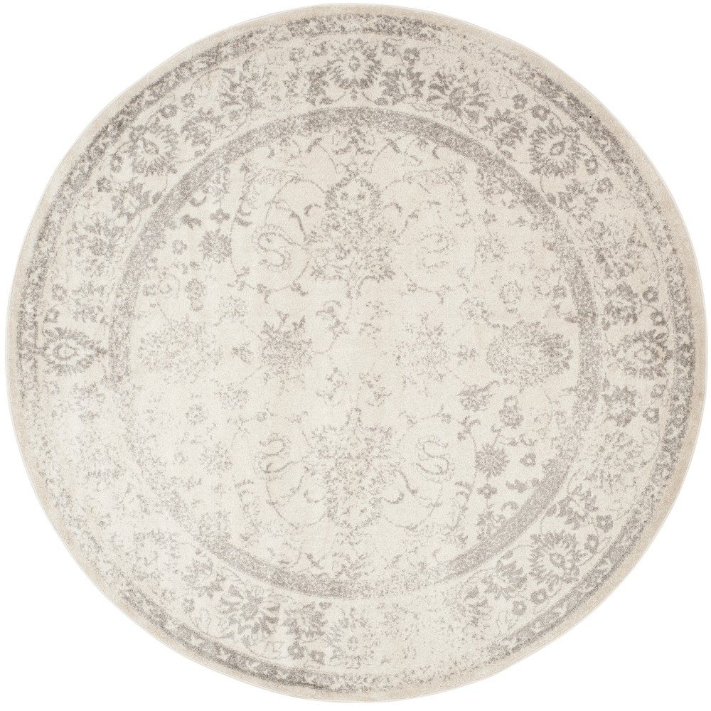  Round Spacedye Design Round Area Rug Ivory/Silver