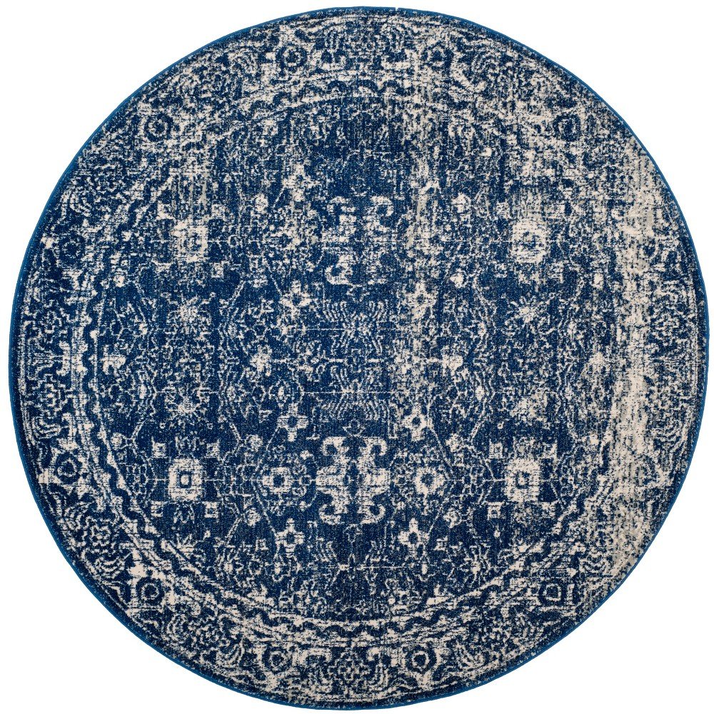 3'x3' Round Asteria Evoke Rug Navy/Ivory Round - Safavieh