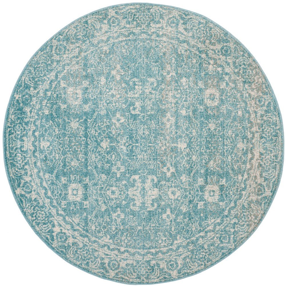 3' Round Medallion Accent Rug Light Blue/Ivory - Safavieh