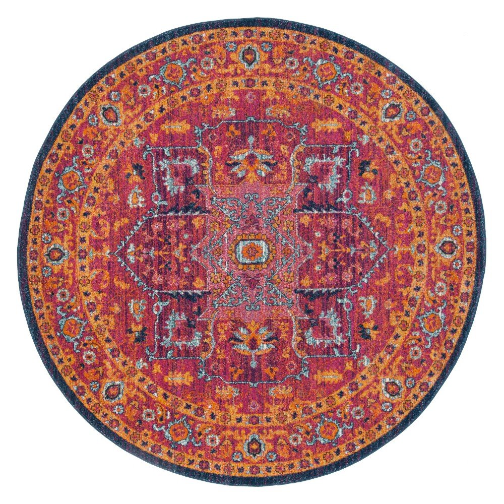 3' Round Medallion Accent Rug Fuchsia/Orange - Safavieh
