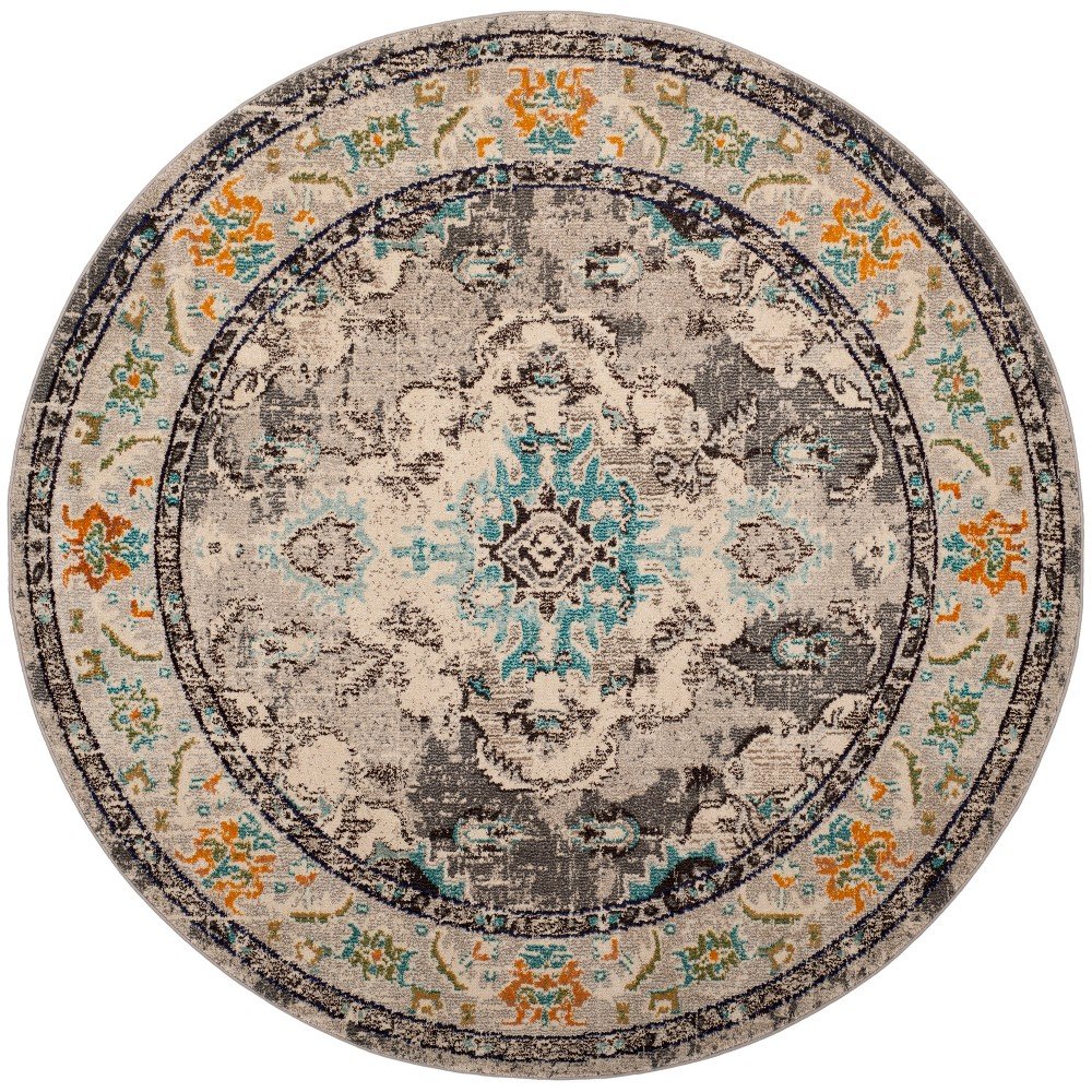 3' Round Medallion Accent Rug Gray/Light Blue - Safavieh