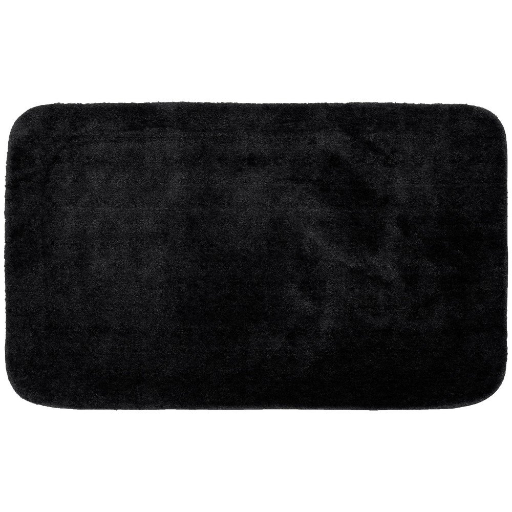 30inx50in Traditional Plush Washable Nylon Rug Black - Garland