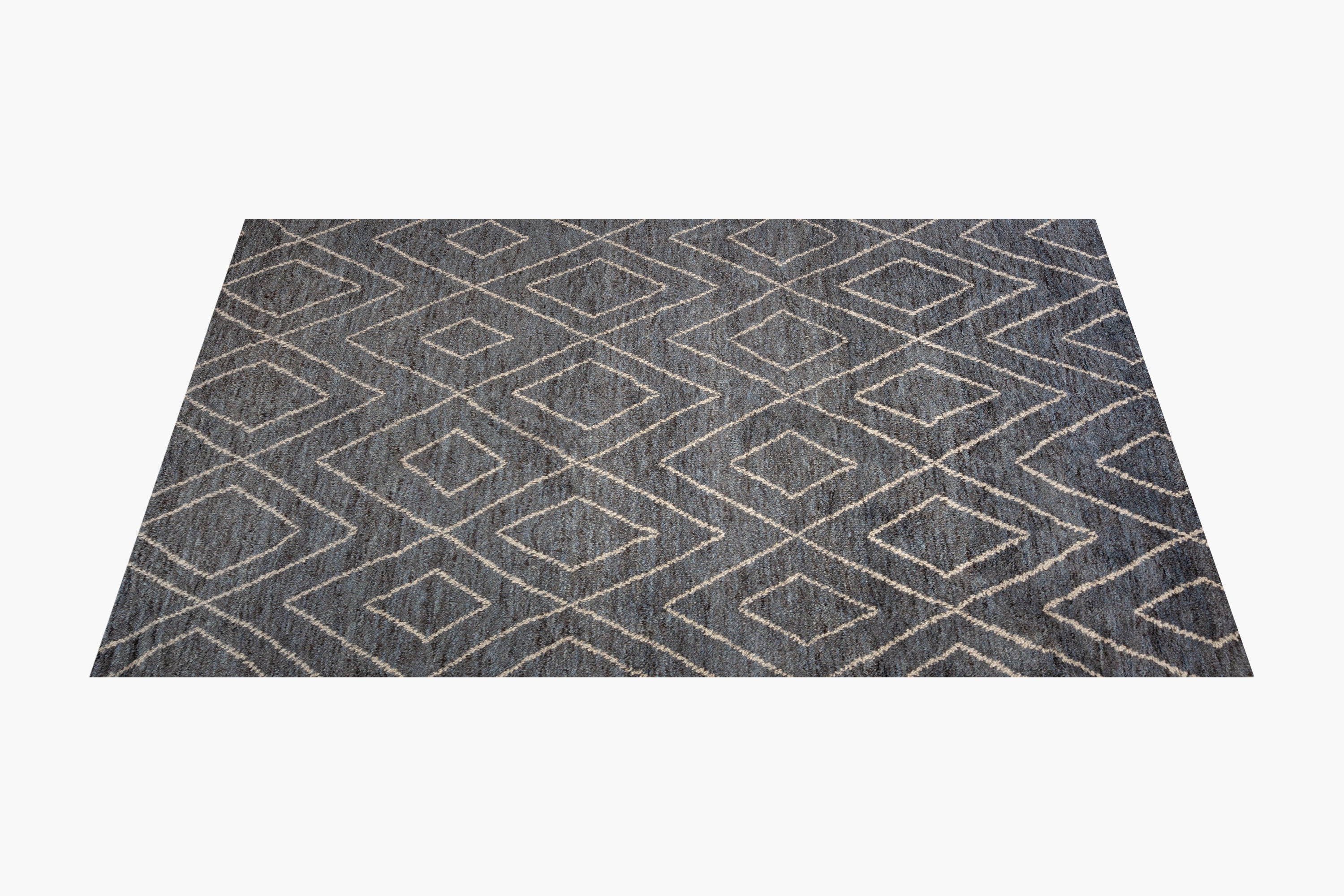 Double Diamond Moroccan Rug – Grey / White (Grey / White / 6' x 9')